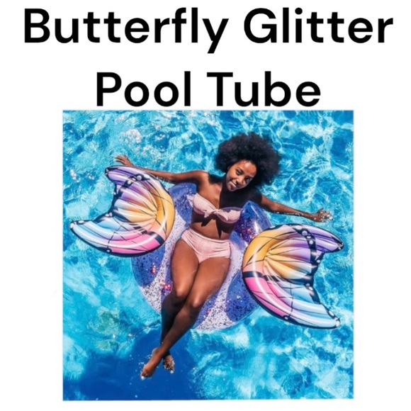 NWT PoolCandy Glitter Butterfly Large Pool Tube - 40" - Picture 1 of 13